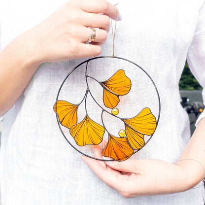 Ginkgo Biloba Autumn Leaves Suncatcher