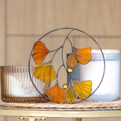 Ginkgo Biloba Autumn Leaves Suncatcher