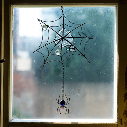 Spider Net Stained Glass Halloween Decoration