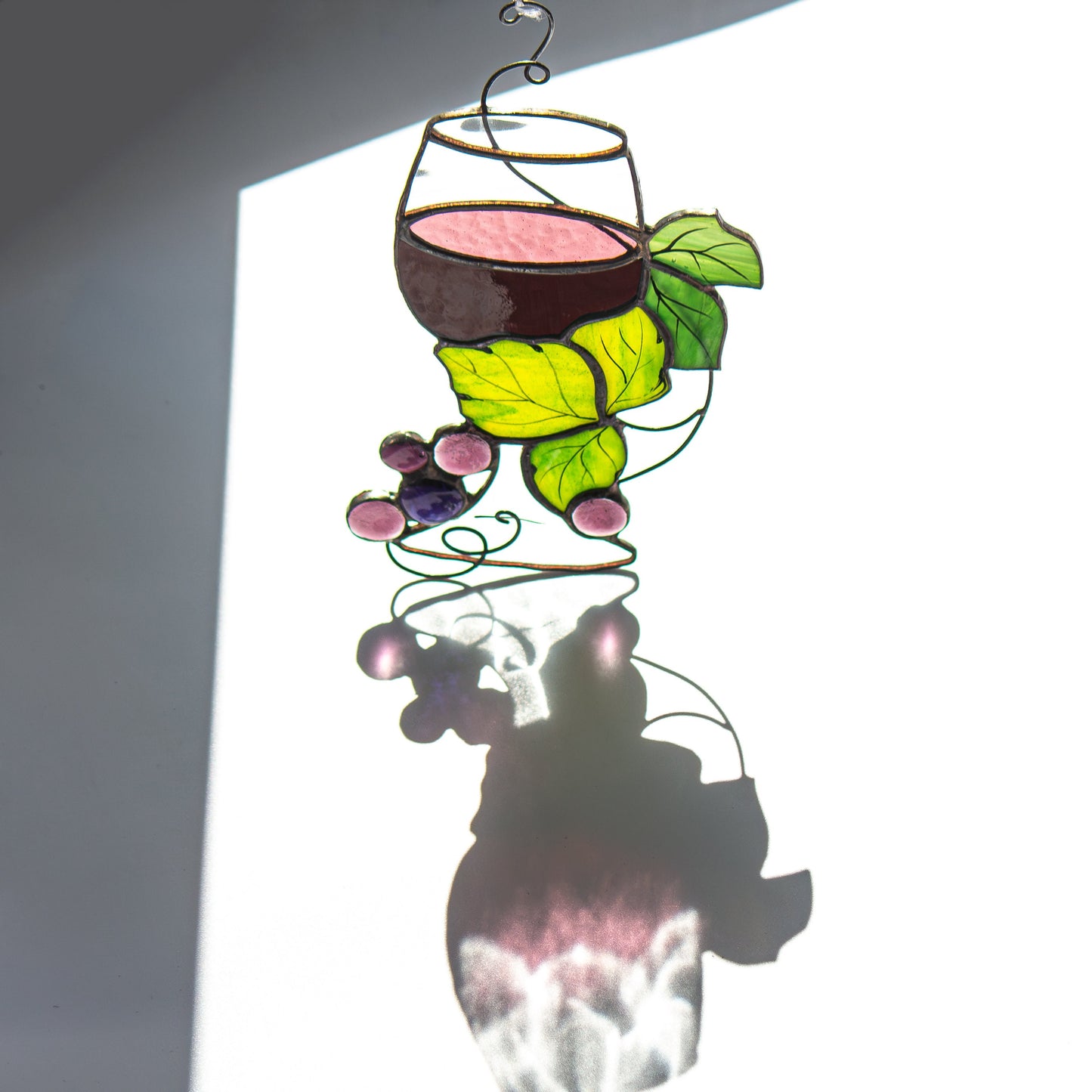 Red & White Wine Stained Glass Suncatcher