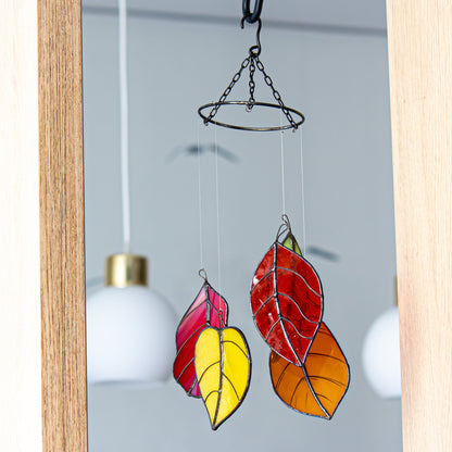 Fall Leaves Stained Glass Suncatcher