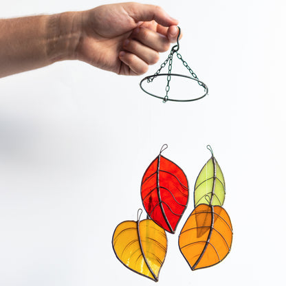 Fall Leaves Stained Glass Suncatcher