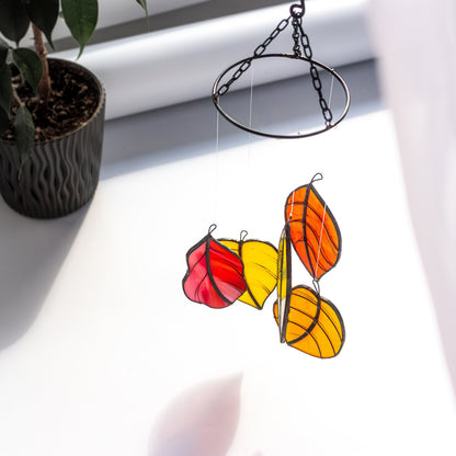 Fall Leaves Stained Glass Suncatcher