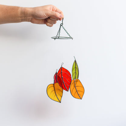 Fall Leaves Stained Glass Suncatcher