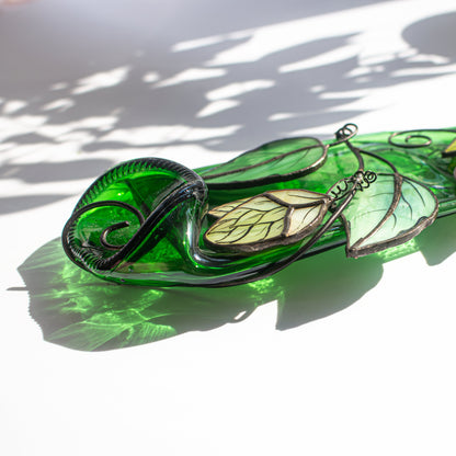 Fused Glass Bottle With Hops