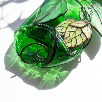 Fused Glass Bottle With Hops
