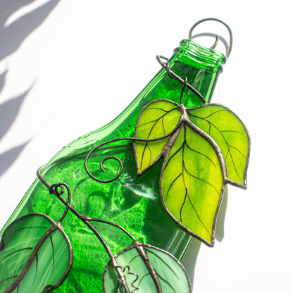 Fused Glass Bottle With Hops