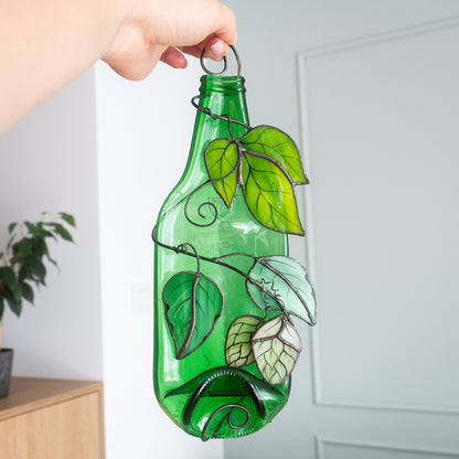 Fused Glass Bottle With Hops