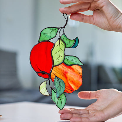 Red Apple Stained Glass Suncatcher