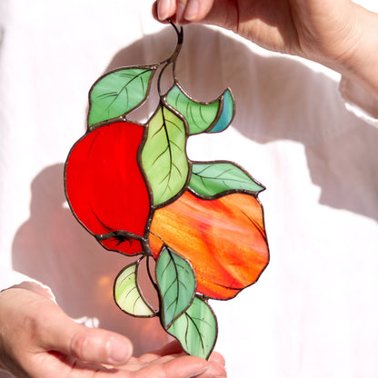 Red Apple Stained Glass Suncatcher