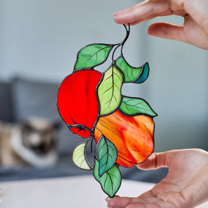 Red Apple Stained Glass Suncatcher