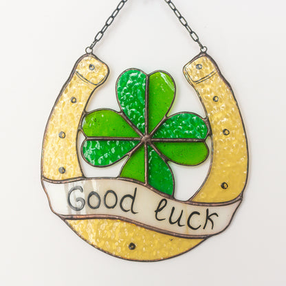Double Good Luck Stained Glass Charm Symbol