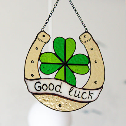 Double Good Luck Stained Glass Charm Symbol