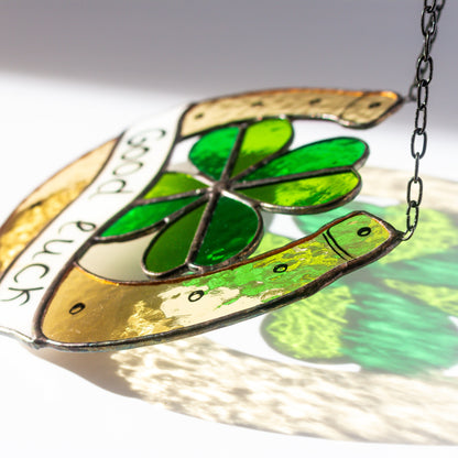 Double Good Luck Stained Glass Charm Symbol