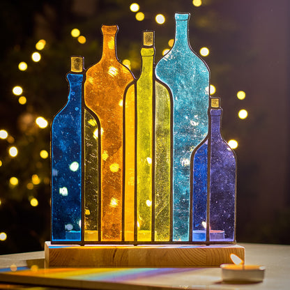 Colorful Bottles Stained Glass Table Stand Decor